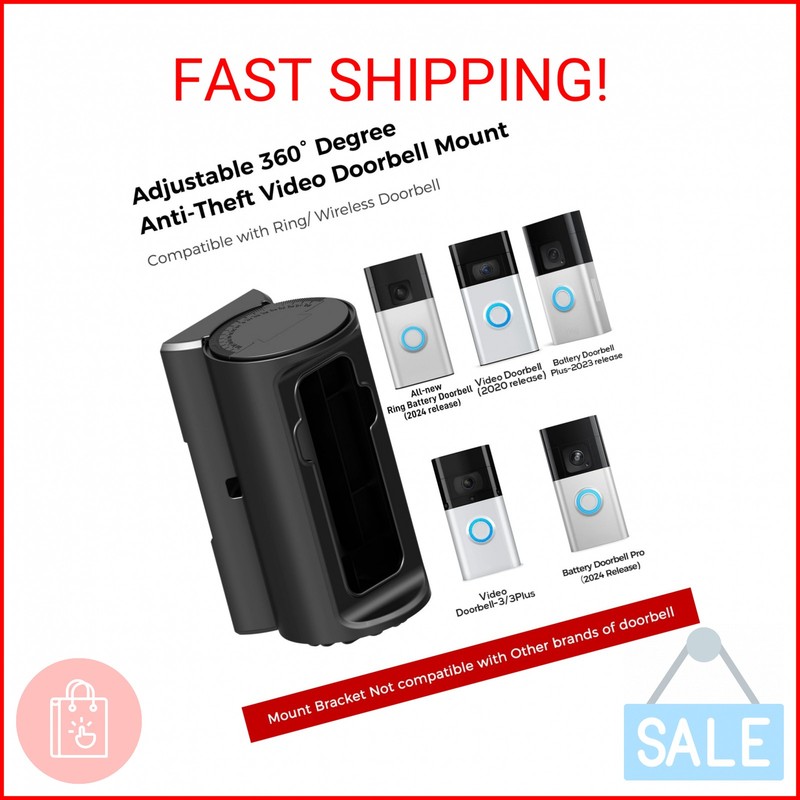 KMOUANTS Adjustable 360° Degree Doorbell Angle Mount Compatible with Ring/Wirele gallery