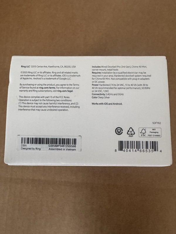 Ring Wired Doorbell Pro 3rd Gen Retinal 4K (Newest Model) BRAND NEW / SEALED gallery