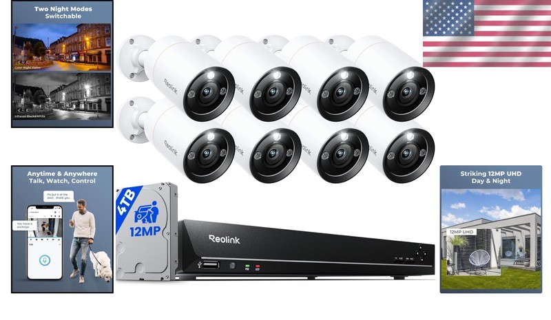 Top-of-the-Line 12MP Security Camera System with Color Night Vision & Detectors gallery