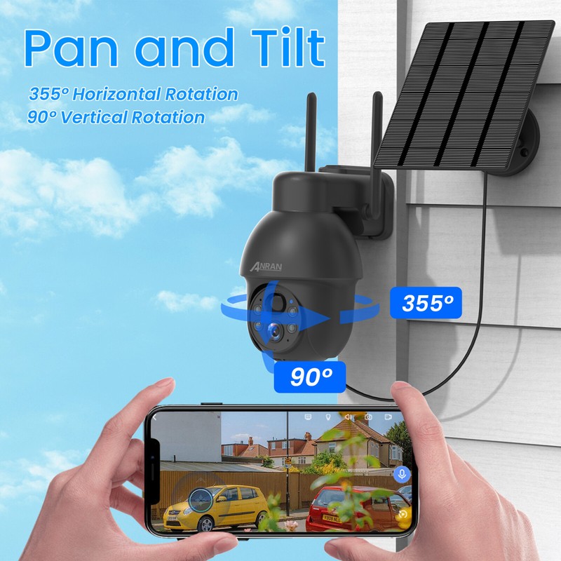 ANRAN 3MP Solar Wireless Pan Tilt Security Camera System WiFi Battery Home IP65 gallery