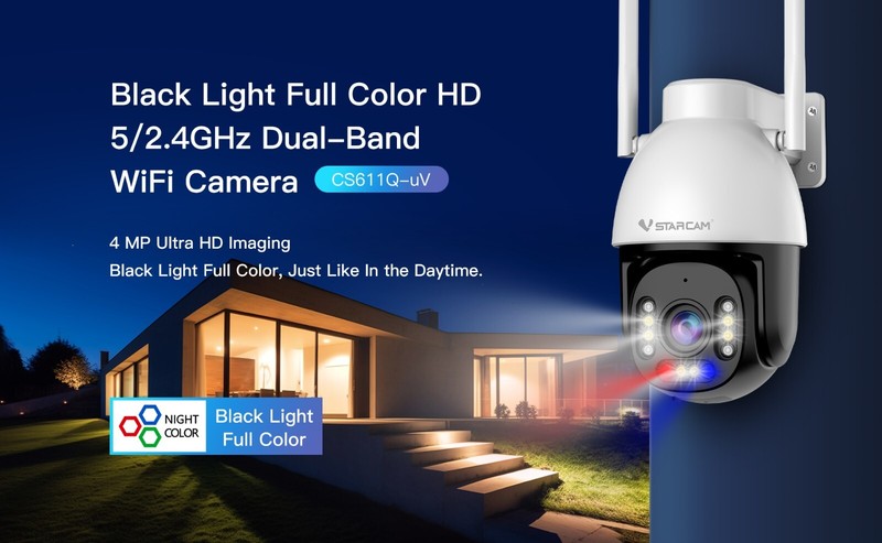 Vstarcam CS611Q-UV 4MP HD Black Light Full Color WiFi Camera IP66 Waterproof Cam gallery