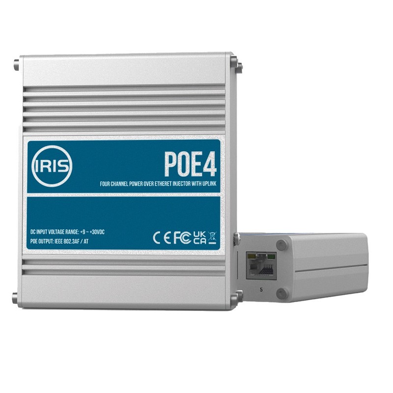 Iris Four Channel Uplink Power Over Ethernet Switch – IEEE802.3af & 3at C…