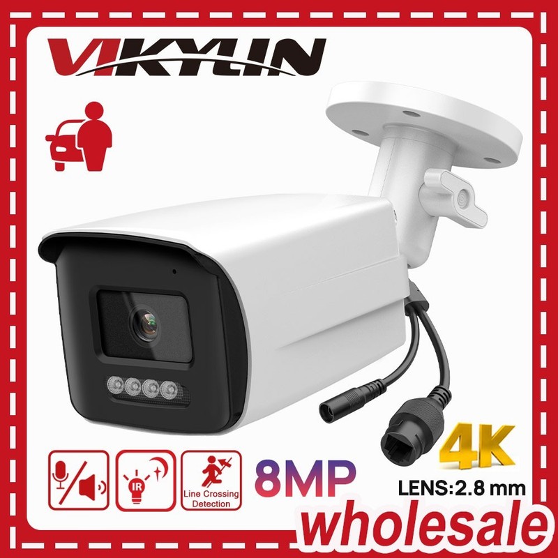 Vikylin 4K 8MP Bullet POE IP Camera 2-way Audio Human Vehicle Detection 2.8MM US