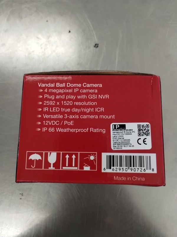 Golden State Instrument IP 4MP Color Dome Camera POE GS-IP0804BD gallery