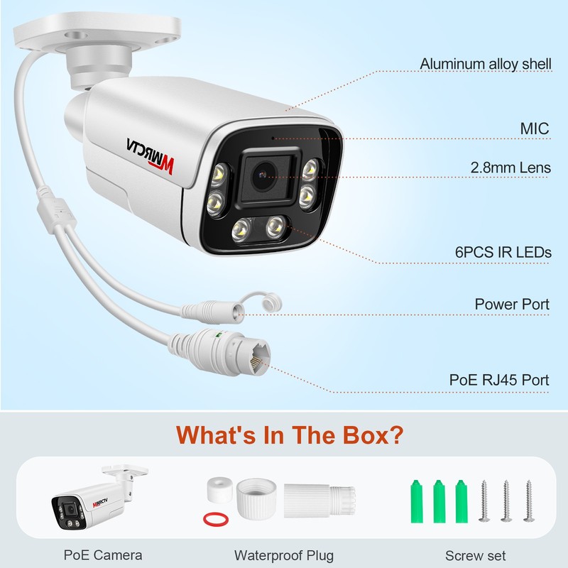 8MP POE IP Security Audio 4K Bullet Camera Outdoor,Motion Detection for NVR gallery