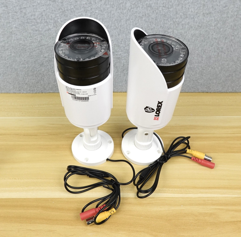 Lorex MC-7711 Weatherproof Night Vision Security Cameras White Lof of 2 Open Box