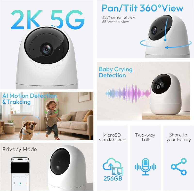 Versatile Indoor Camera with 360° Pan, Smart Alerts & Night Vision Capabilities gallery