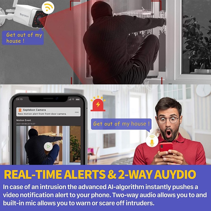 Septekon S50 1080P Wireless Outdoor Security Camera (2-Pack) Work with Alexa gallery