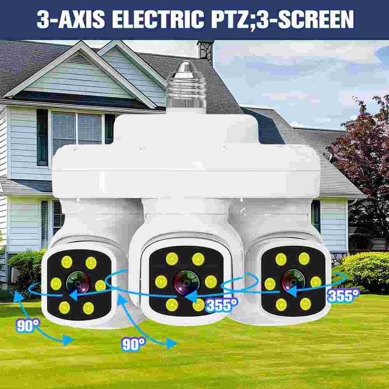 3 Lens HD 1080P WiFi IP Camera Wireless Outdoor CCTV PTZ Home Security IR Cam US gallery