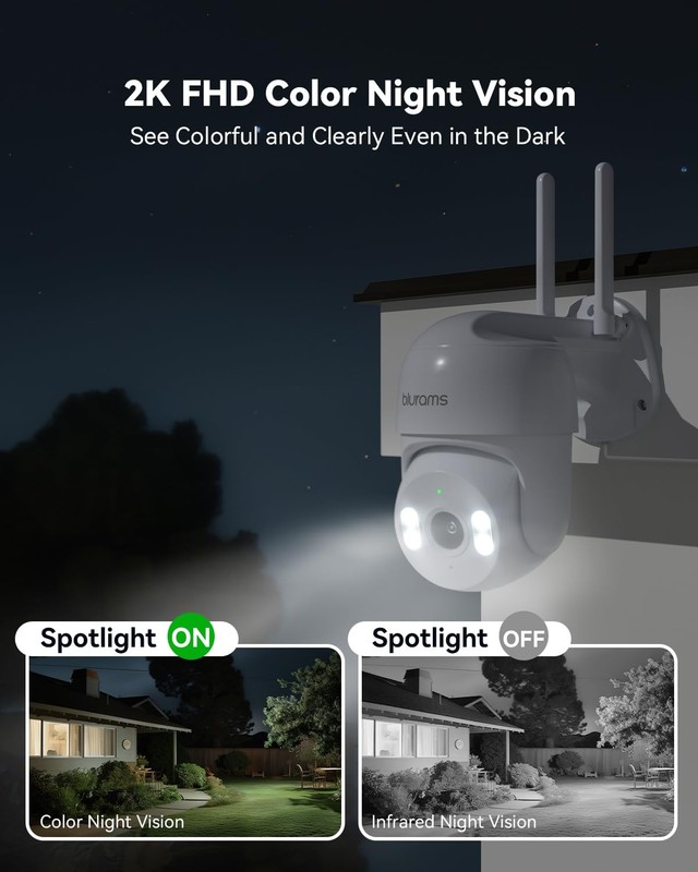 2Pack Security Cameras Outdoor Wired, 2K 360° PTZ Outdoor Security Camera, We... gallery