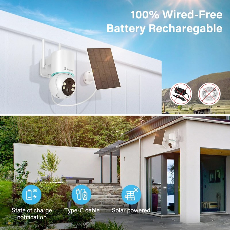 PACK of 6 Jennov 2K 360° PTZ Solar Wireless Security Camera Wi-Fi Outdoor gallery