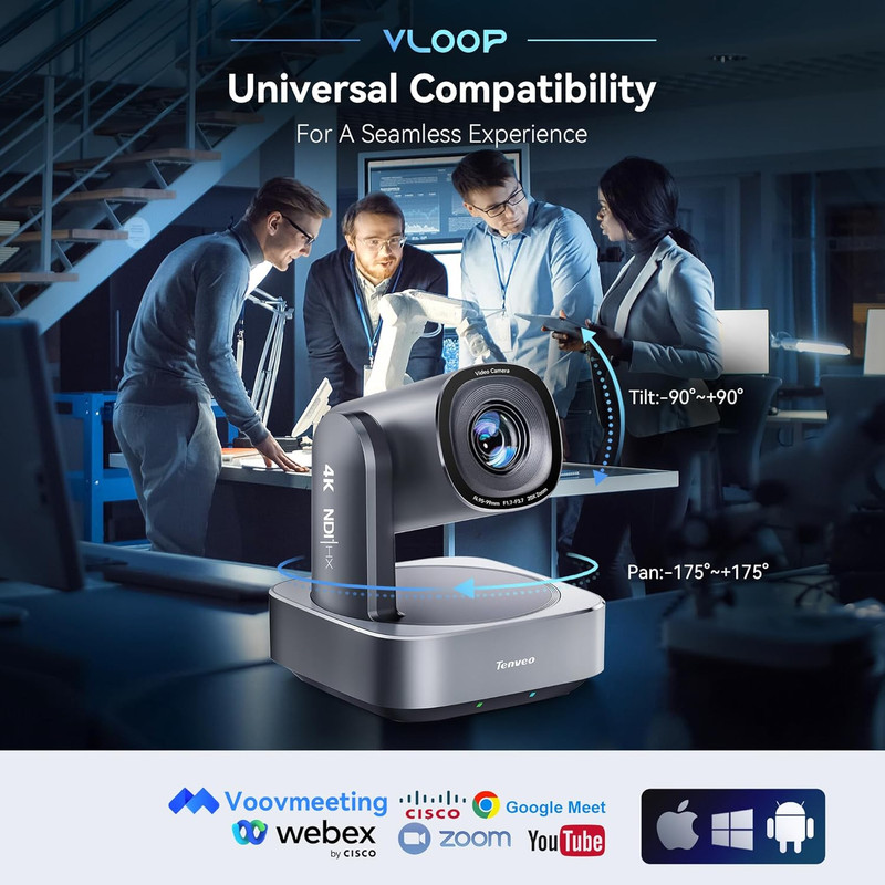 4K NDI PTZ Camera, AI Humanoid & Face Auto-Tracking, 20X Optical + 8X Digital Zo gallery