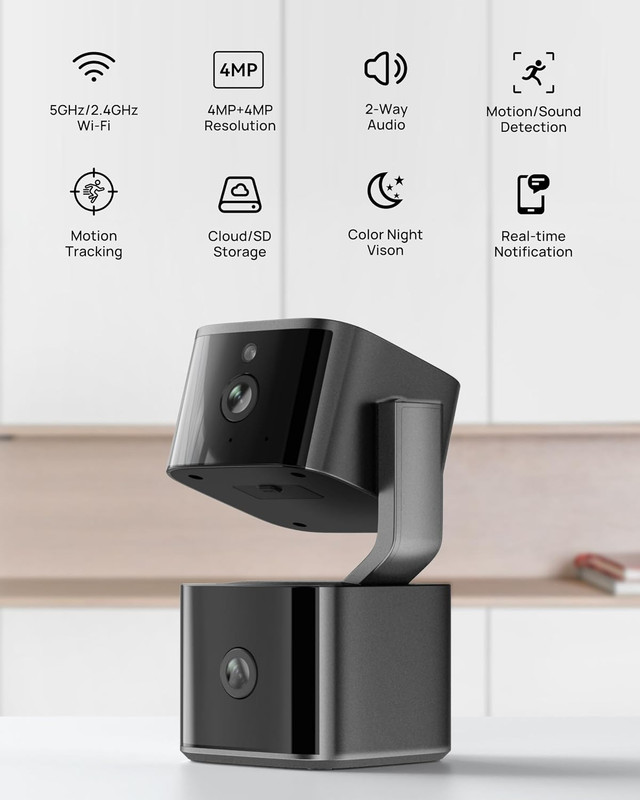Dual Lens Security Camera Indoor 5G/2.4G Wifi, 2K+2K Pet Camera with Pan Tilt fo gallery