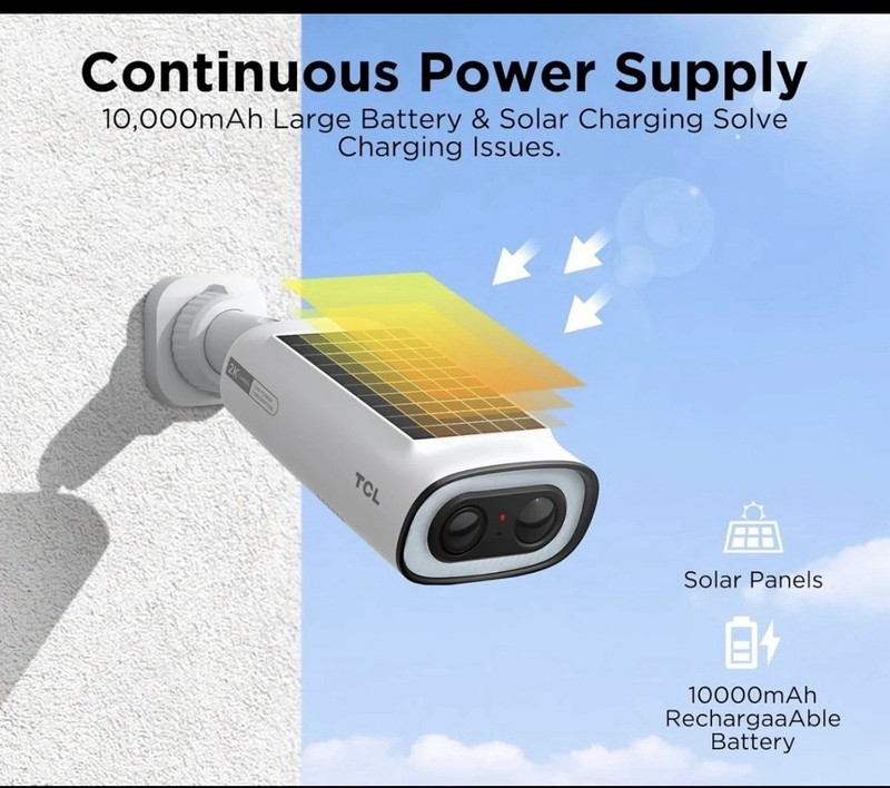 TCL Solar Wireless Security Camera Cam B1, 2KHD, SEALED, 2 box w/4 cameras each