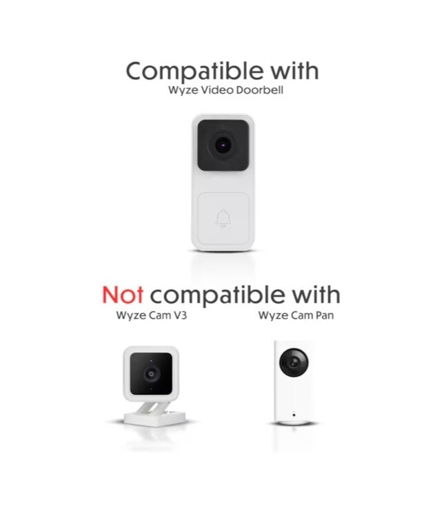 Wasserstein Horizontal Wall Mount for Wyze Video Doorbell - Titling Angle White gallery
