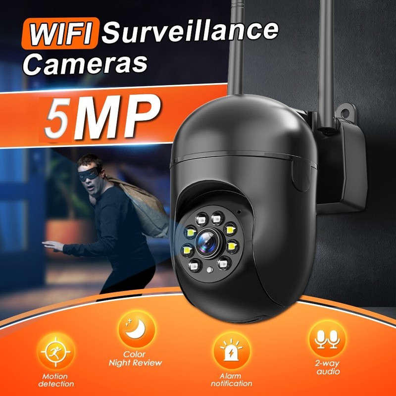 6PCS 5MP Security Camera 360° PTZ WiFi Wireless 2.4G Audio Home Outdoor gallery