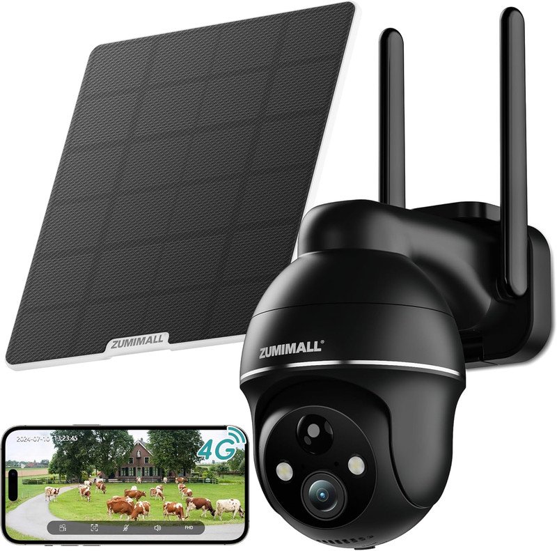 4G LTE Wireless Outdoor Security Camera, 2K Color Night Vision, 360° View