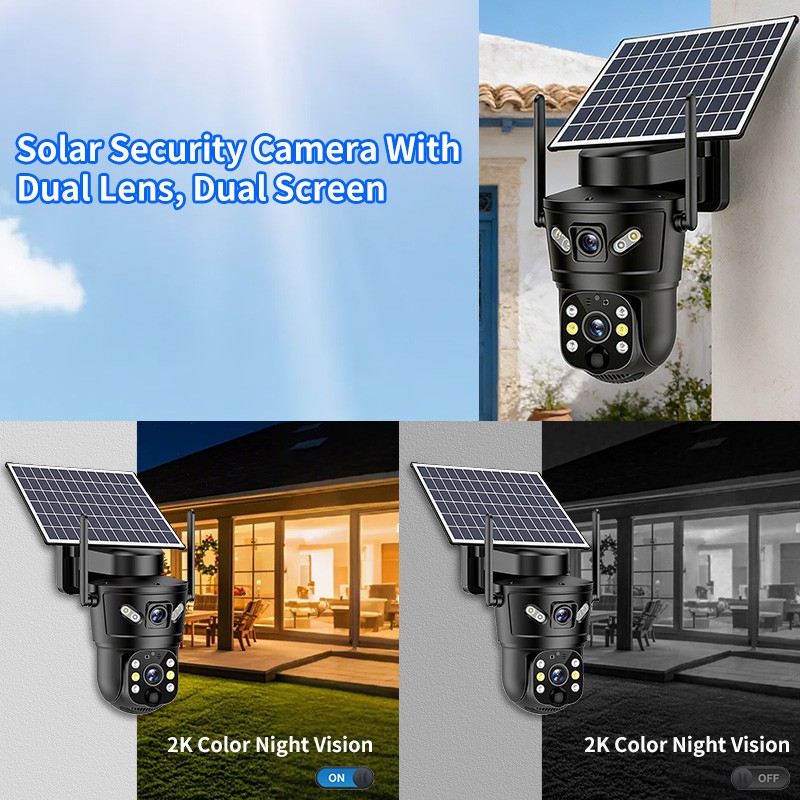 Solar Security Camera Wireless WiFi Night Vision PIR Tracking Surveillance LOT gallery