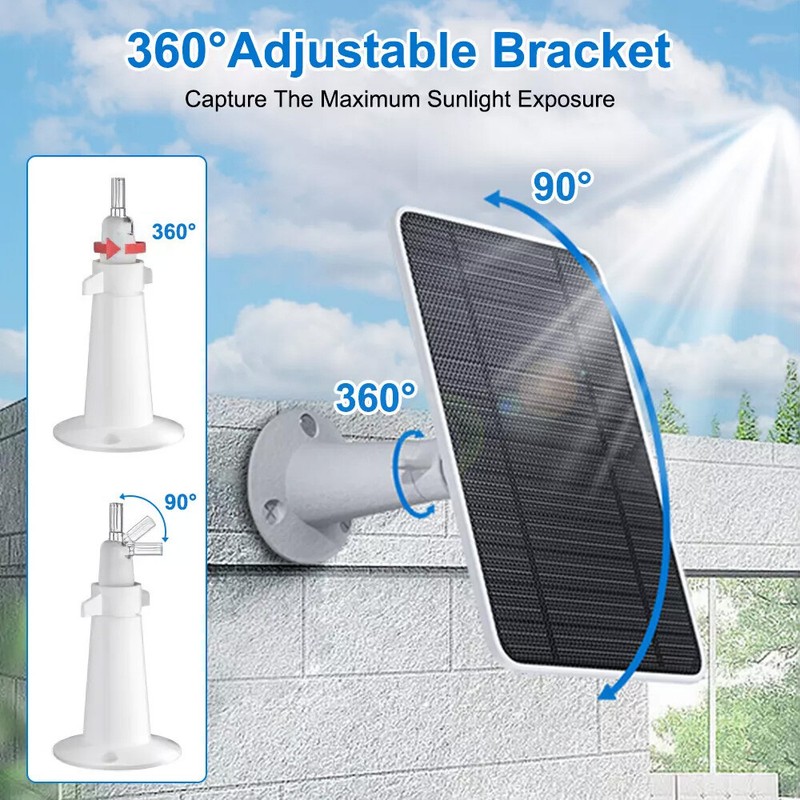 Universal Solar Battery Charger Panel for Ring Spotlight Stick Up Cam Cable gallery