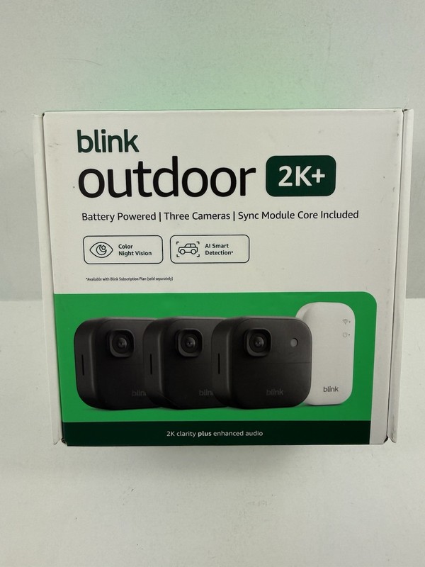 BLINK OUTDOOR 2K+ WIRELESS BLACK SECURITY CAMERA 3 CAMERA SYSTEM NEW