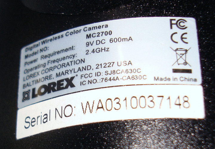 Lorex Digital Wireless Color Camera MC2700 w/ Power Supply & 2-Way Audio gallery