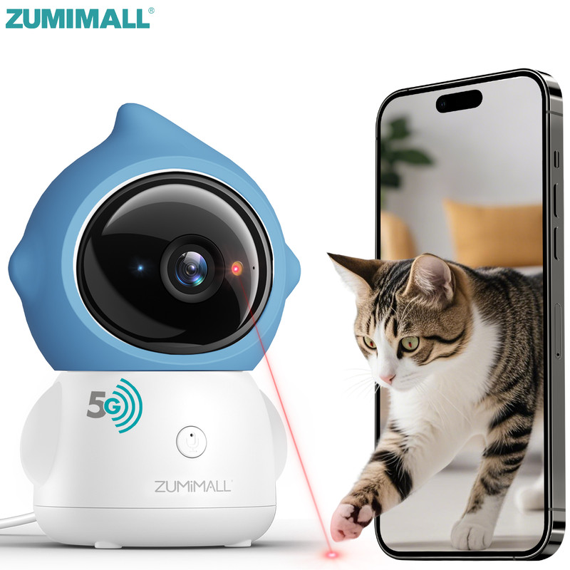 ZUMIMALL Interactive Laser Pet Toy Camera with 2.4G/5GHz WiFi for Cats and Dogs