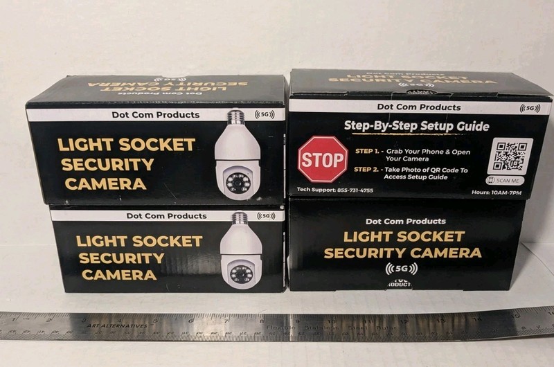 Lot of 4 Dot Com Products Light Socket 5G Security Cameras