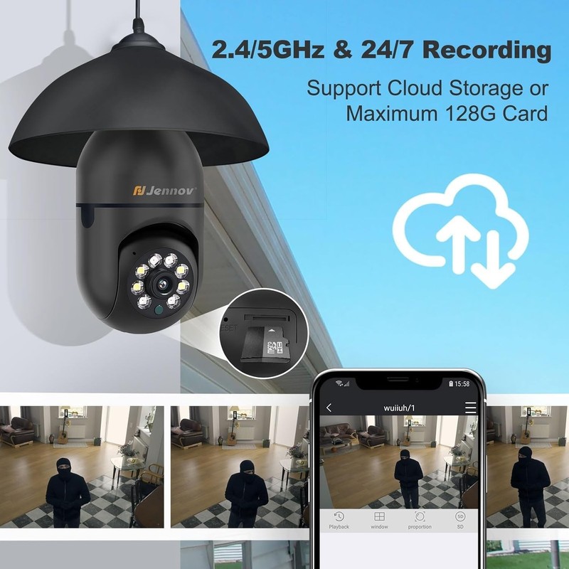 2K Wireless Light Bulb Security Camera - Indoor/Outdoor, Human Detection, 355° V gallery