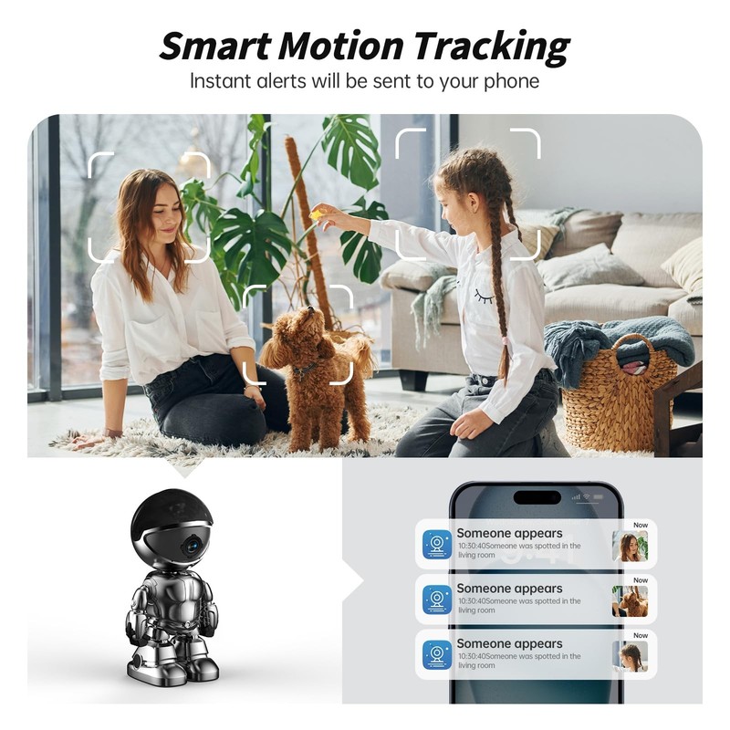 Indoor Camera Robot, 2k 5g/2.4ghz WiFi Pet Robot Cam with Phone App EseeCloud... gallery