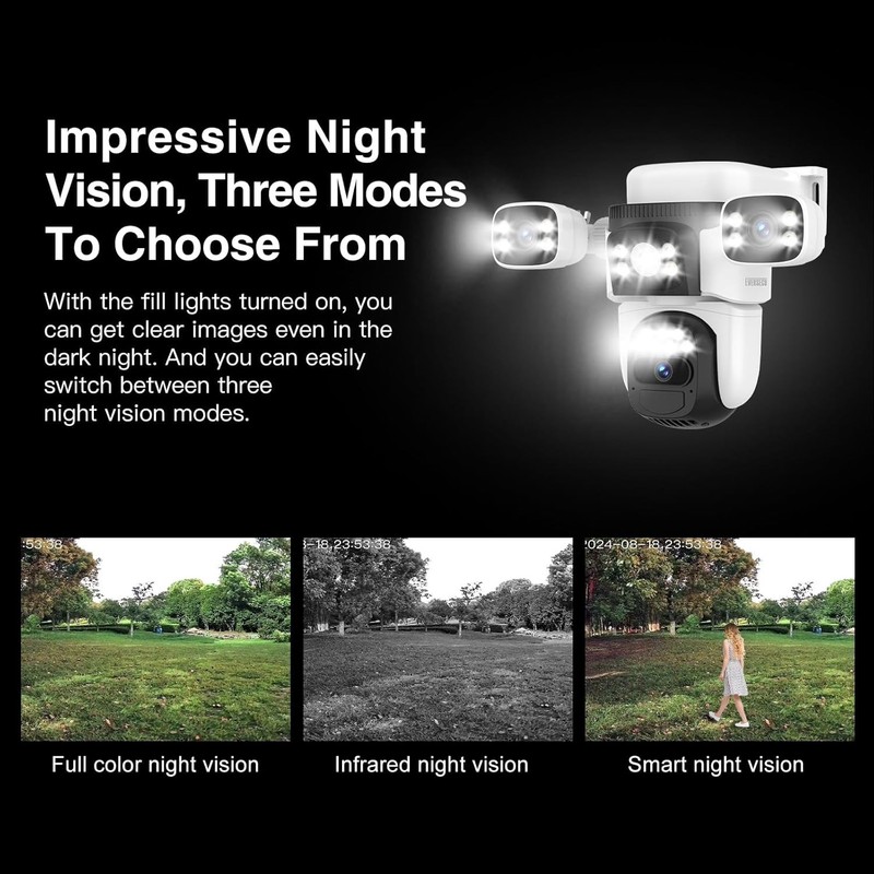 Solar Wireless Triple Lens WiFi PTZ Security Camera, Three Cameras in One, Si... gallery