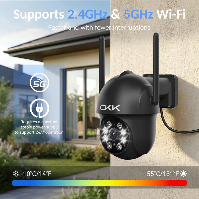 2K Security Camera Outdoor Corded Power, 2 Pcs 3MP PTZ Wifi Home Security Camera gallery