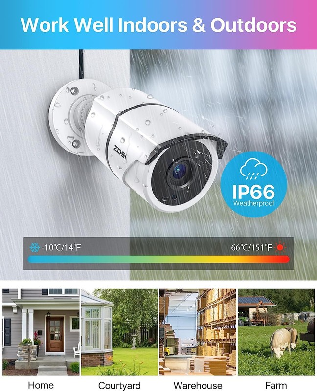 ZOSI 4PK 2MP Security HD 1080p Camera Kit CCTV Audio in 120ft Night Vision Wired gallery