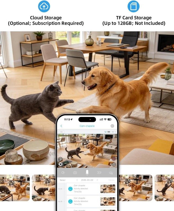 4G No WiFi Indoor Security Camera: 2K PTZ, Battery Operated with Instant Alerts gallery