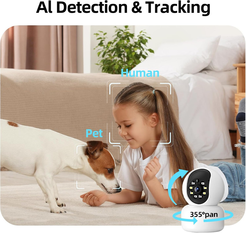 Hawkray 360° 2K 3MP Security Camera Indoor,2.4/5Ghz Wifi Smart Motion Alert with gallery