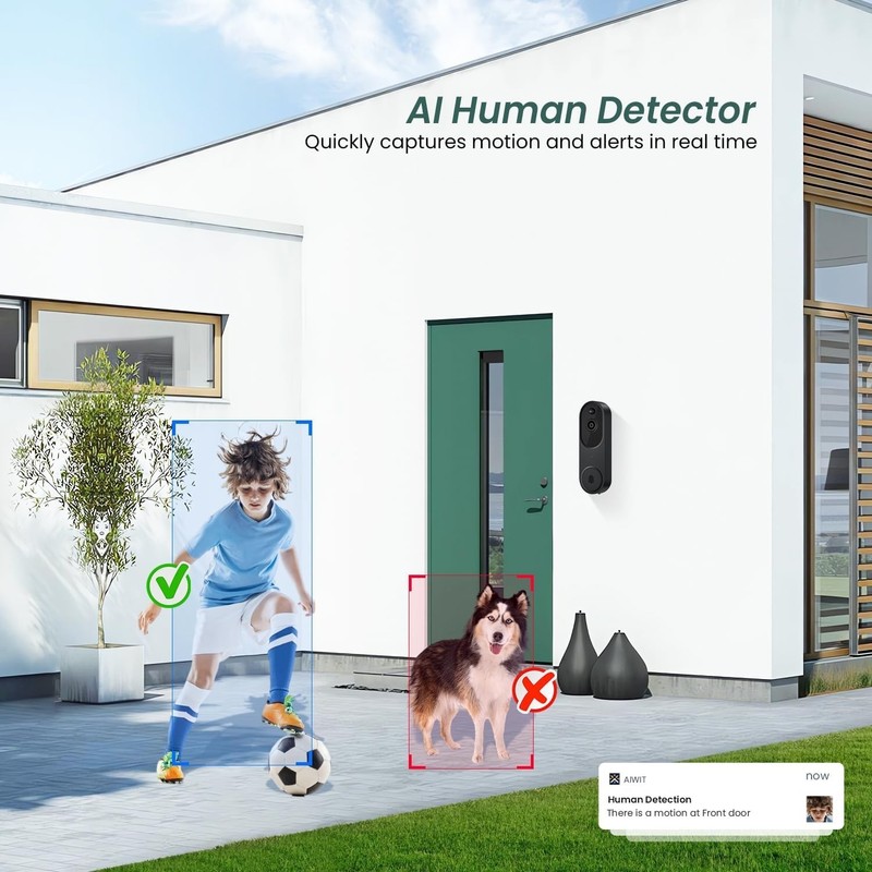 1080p Video Doorbell Camera Wireless with Chime, AI Human Detection, 2-Way Audio gallery
