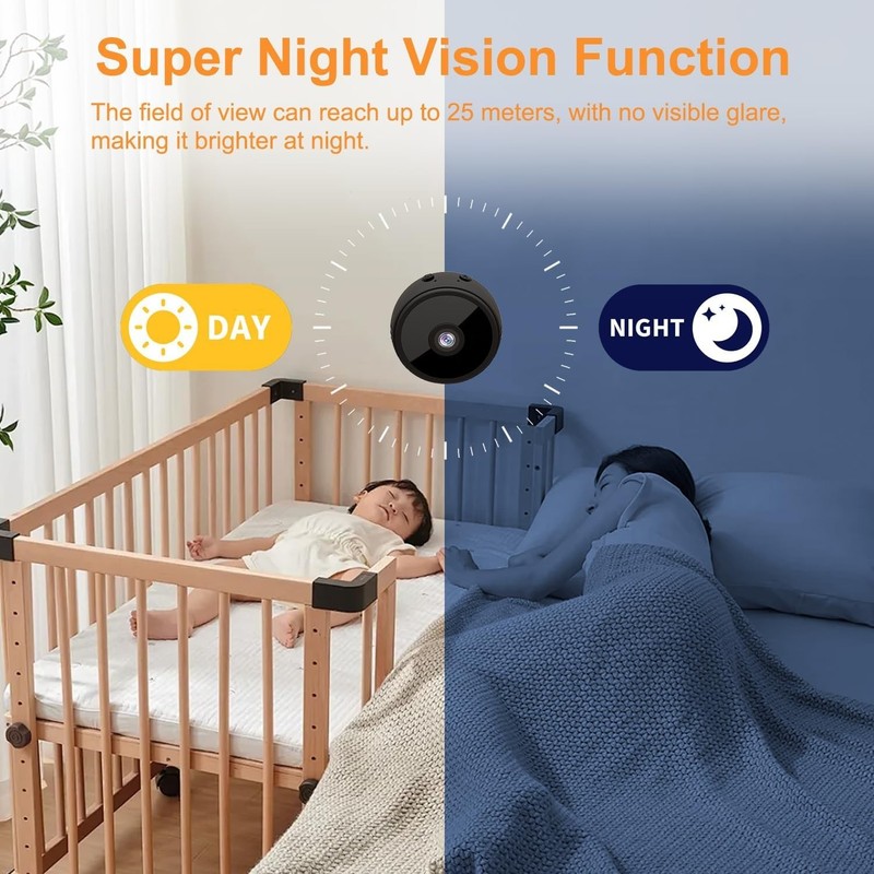 Mini Wireless Security Cam w/Night Vision & Motion Detection, Phone App Control gallery