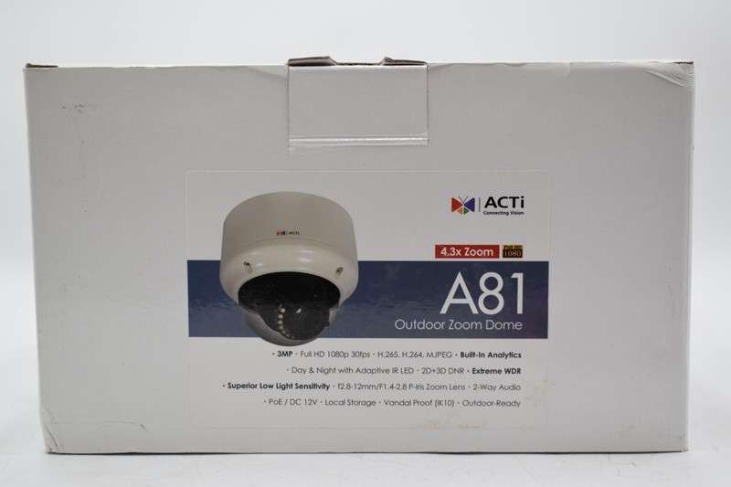 Acti A81 3MP Outdoor Zoom Doom Camera D/N, Adaptive IR, Extreme WDR, SLLS, 4.3x gallery