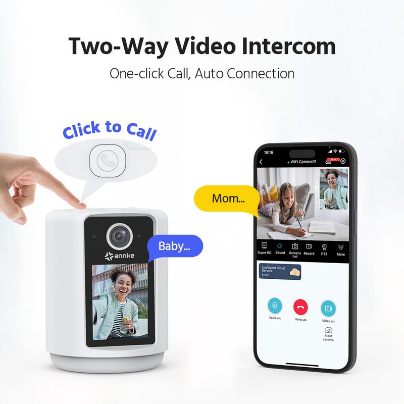 ANNKE Pan Video Security Camera 3MP WiFi Baby Monitor 2 Way Audio Human Tracking gallery