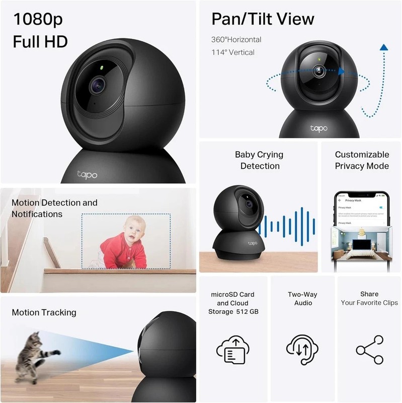 Tapo by TP-Link Pan/Tilt Security Camera for Baby Monitor, Pet Black gallery