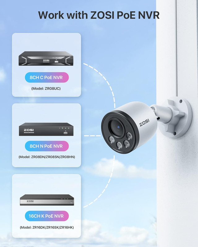 2PK 4MP Add-On Camera with Ethernet Cables,Outdoor Poe Security Camera with Audi gallery