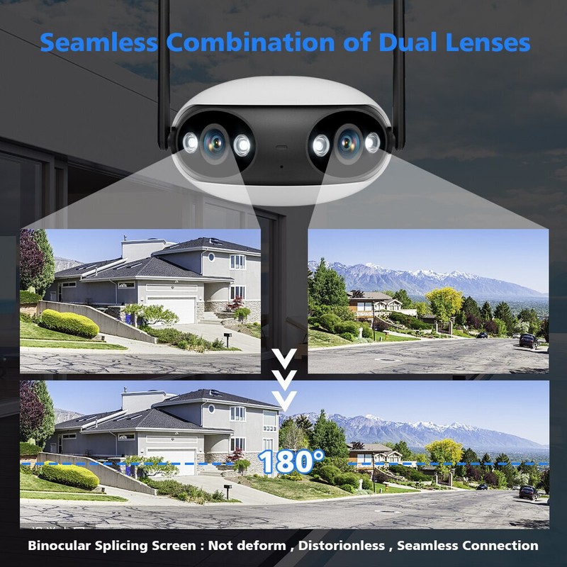 4MP PoE IP Security Camera Two-Way Audio Dual Lens 180° View Color Night CCTV gallery