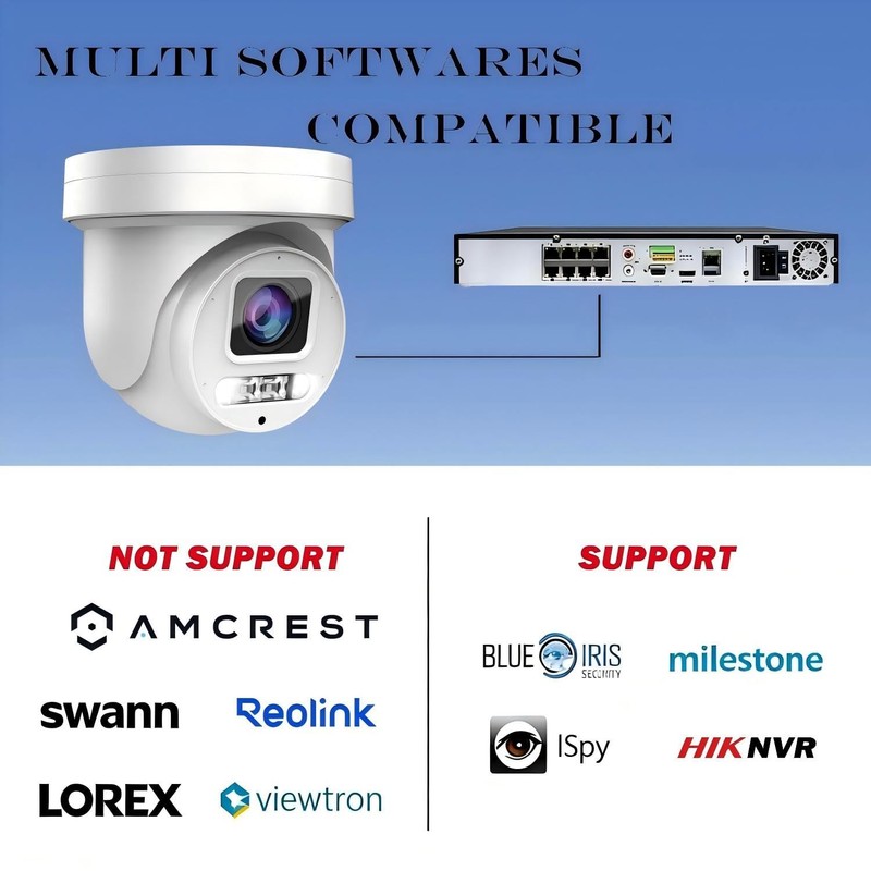 4K 8MP Mini PTZ Dome PoE IP Camera Outdoor Pan 350° Tilt 90° 5X Optical Zoom,... gallery