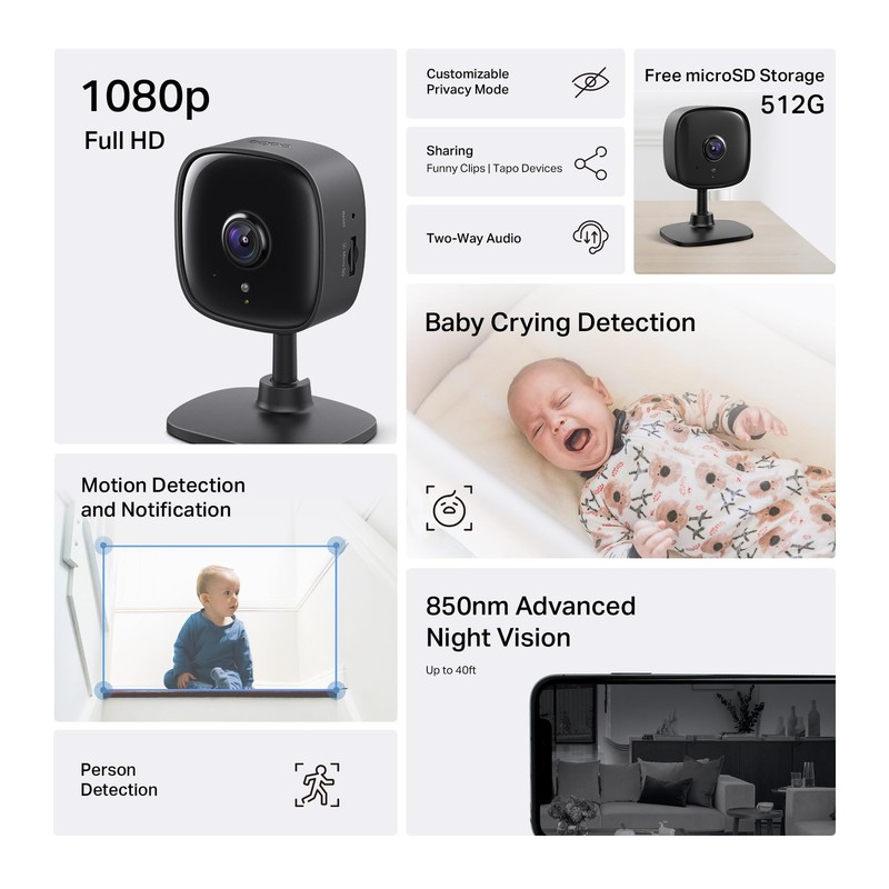 Tapo 1080P Indoor Wired Security Camera Works as a Baby Monitor & Pet Camera... gallery