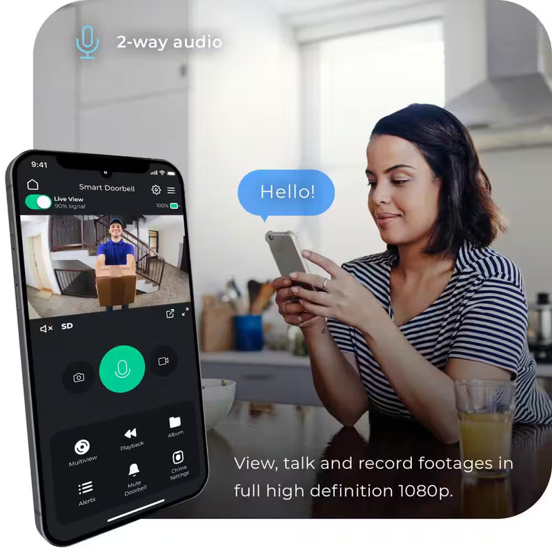 Hardwired Smart Motion Detection Night Vision Doorbell Kit gallery