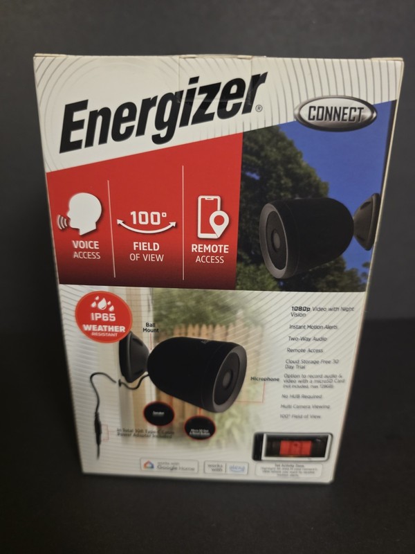 Energizer Smart 1080p Outdoor Camera Black-WIFI Security Night Vision New Sealed gallery