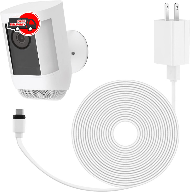 Power Adapter for Ring Spotlight Cam Plus/Pro (Battery), with 25Ft/7.5M Flat Wea
