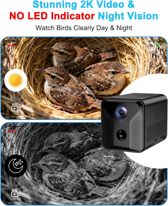 Bird House with Camera Solar Powered,2K HD Wi-Fi Bird Watching, Auto Detect&Noti gallery