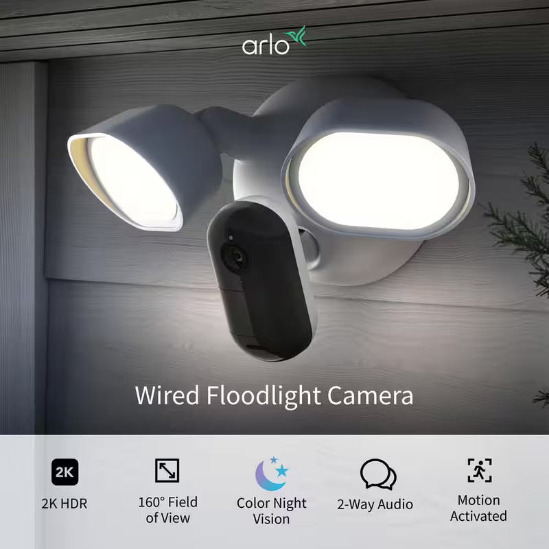 Outdoor Smart Hardwired Floodlight 2K HDR Security Camera with 160-Field of V... gallery