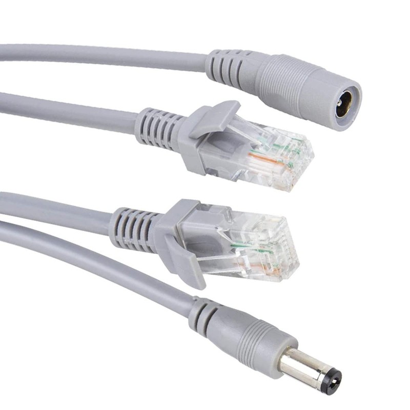priaolker 15M/50FT Ethernet CCTV Cable, Cat 5 RJ45 + 2.1x5.5mm DC Power gray gallery