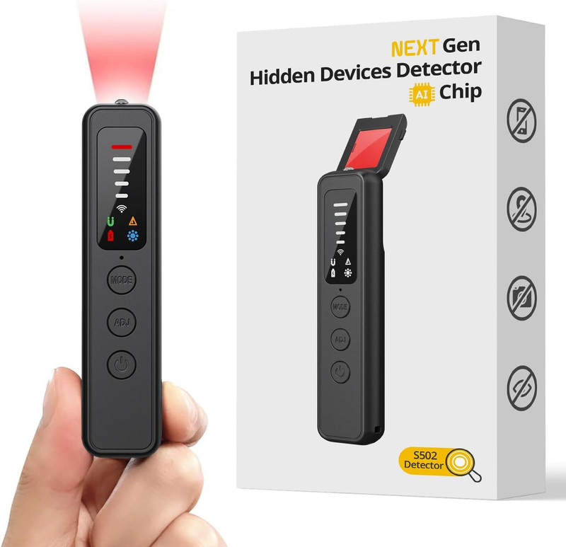 AI-Powered Hidden Camera and Bug Detector – Portable RF Signal Scanner